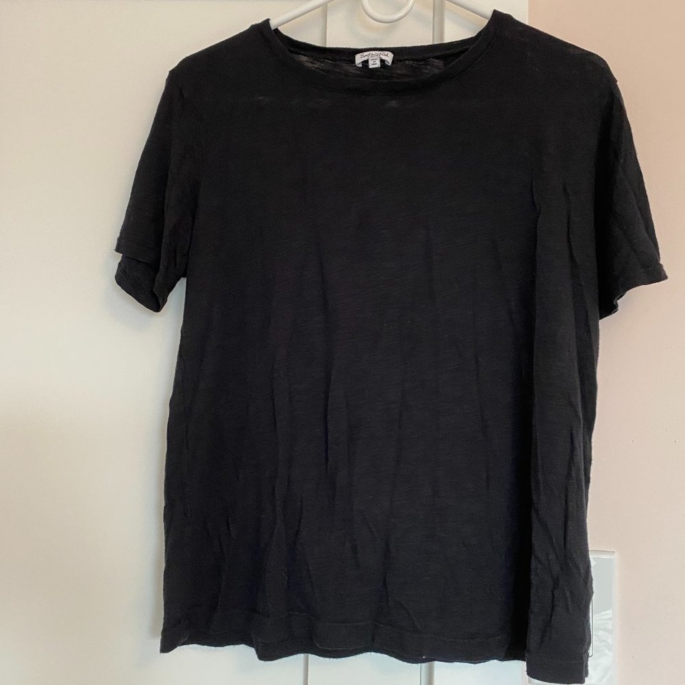 Splendid Crew Neck Short Sleeve Tee Black Size XS Relaxed Fit